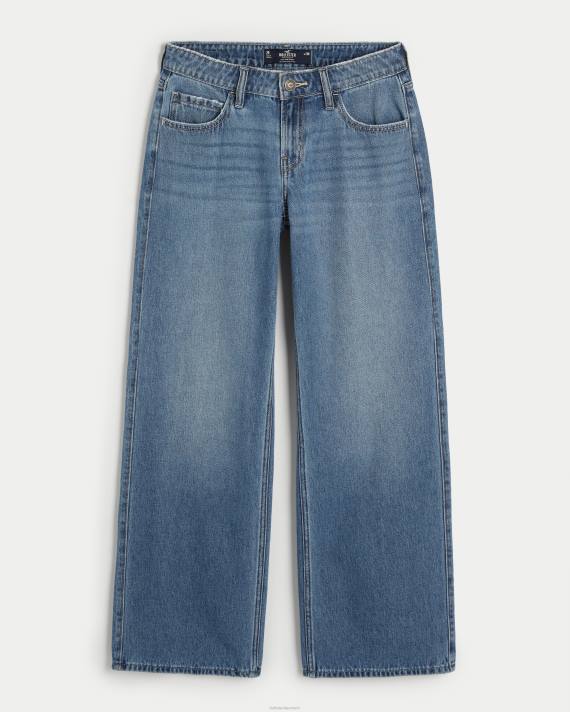 Hollister Kvinder lavtaljede mellemvaskede baggy jeans 2H8Z482 bunde medium