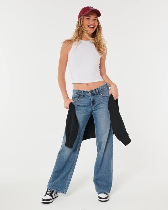 Hollister Kvinder lavtaljede mellemvaskede baggy jeans 2H8Z482 bunde medium
