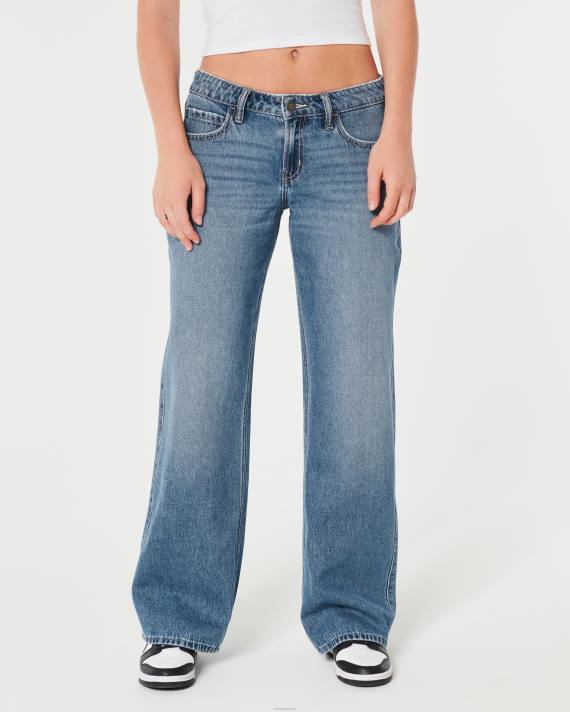 Hollister Kvinder lavtaljede mellemvaskede baggy jeans 2H8Z482 bunde medium