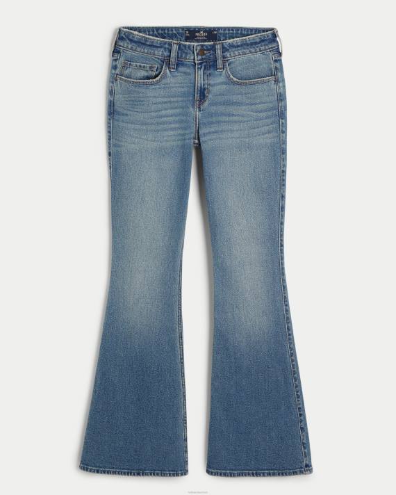 Hollister Kvinder lavtaljede mellemvaskede vintage flare jeans 2H8Z590 bunde medium vask