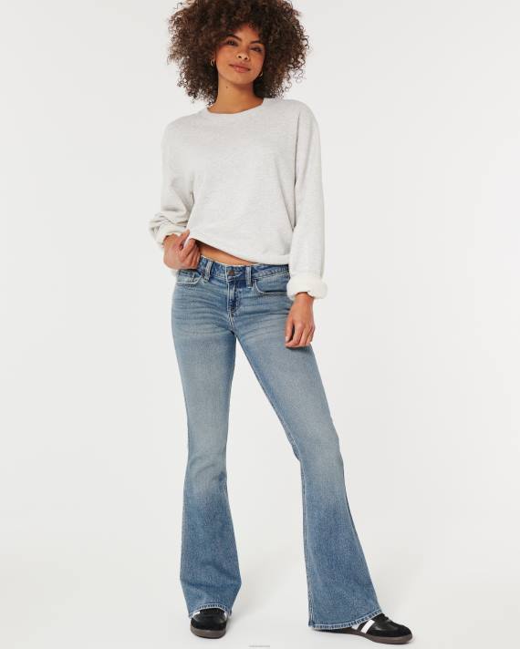 Hollister Kvinder lavtaljede mellemvaskede vintage flare jeans 2H8Z590 bunde medium vask