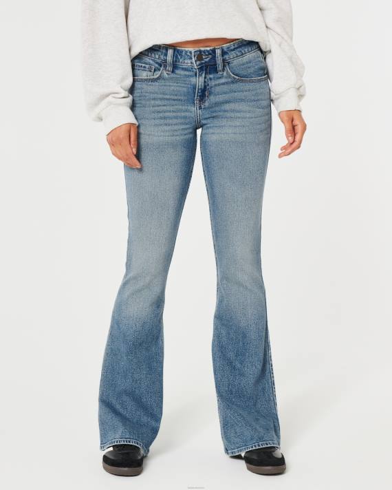 Hollister Kvinder lavtaljede mellemvaskede vintage flare jeans 2H8Z590 bunde medium vask
