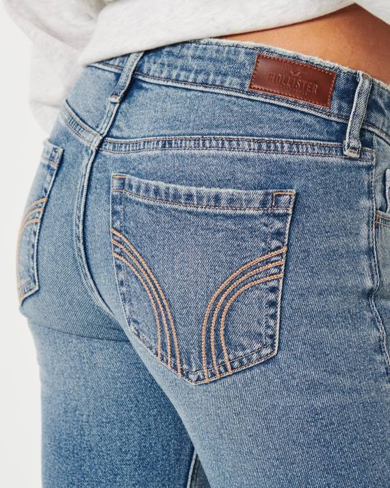Hollister Kvinder lavtaljede mellemvaskede vintage flare jeans 2H8Z590 bunde medium vask
