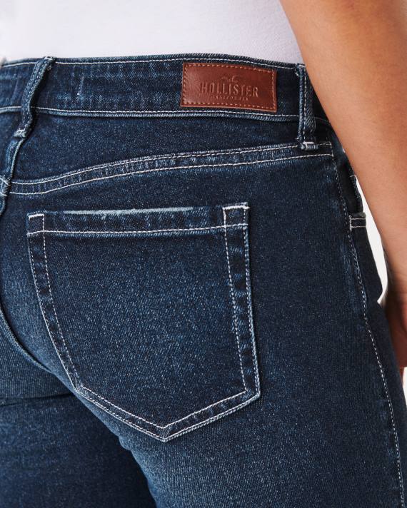 Hollister Kvinder lavtaljede vintage flare jeans med mørk vask 2H8Z651 bunde mørk vask