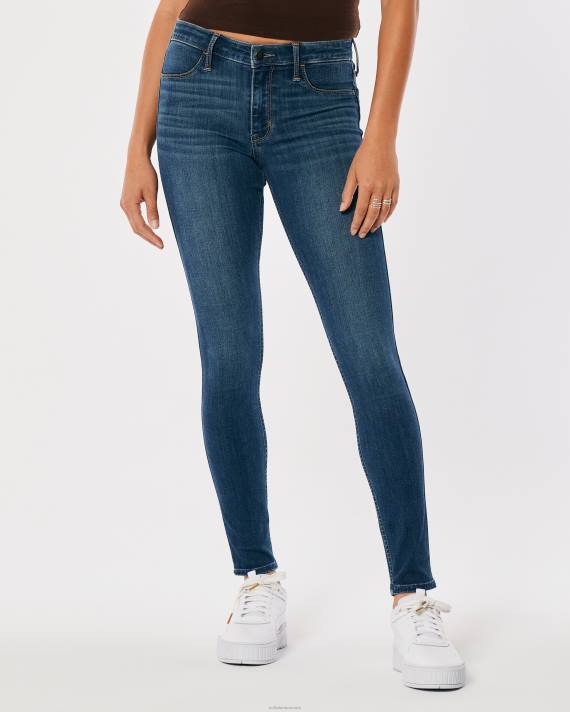 Hollister Kvinder mellemhøj jeanleggings med mørk vask 2H8Z570 bunde mørk vask