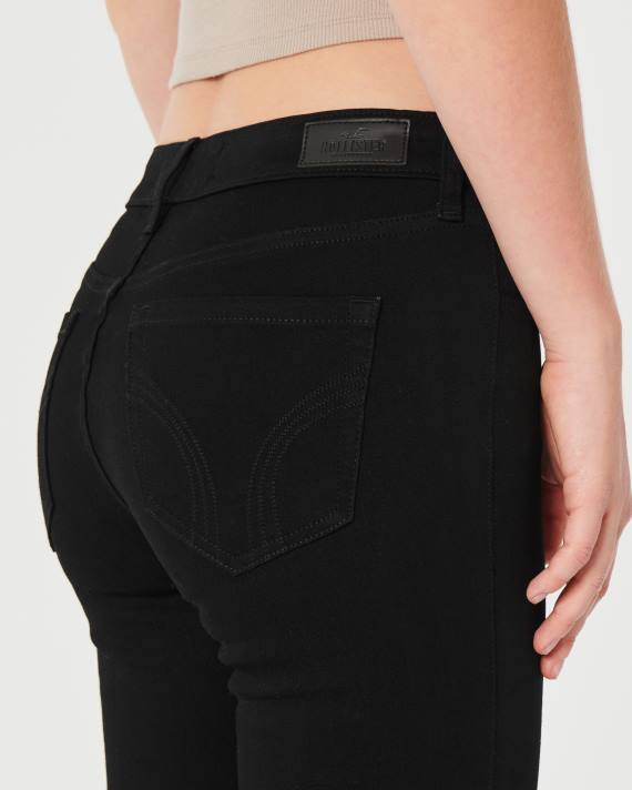 Hollister Kvinder mellemhøje sorte støvlejeans 2H8Z506 bunde sort