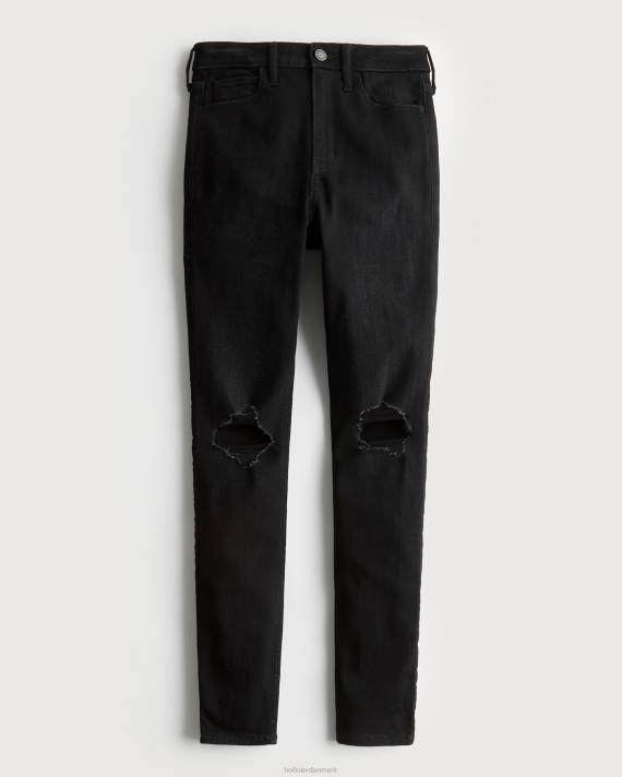 Hollister Kvinder sorte super skinny jeans i ultra høj rise 2H8Z694 bunde sort revet