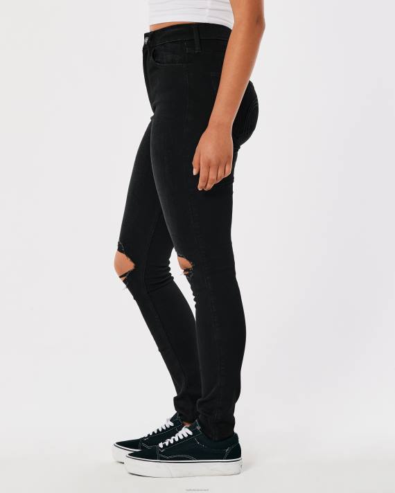 Hollister Kvinder sorte super skinny jeans i ultra høj rise 2H8Z694 bunde sort revet