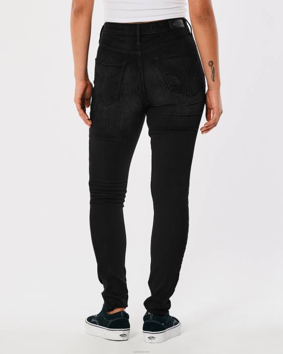 Hollister Kvinder sorte super skinny jeans i ultra høj rise 2H8Z694 bunde sort revet