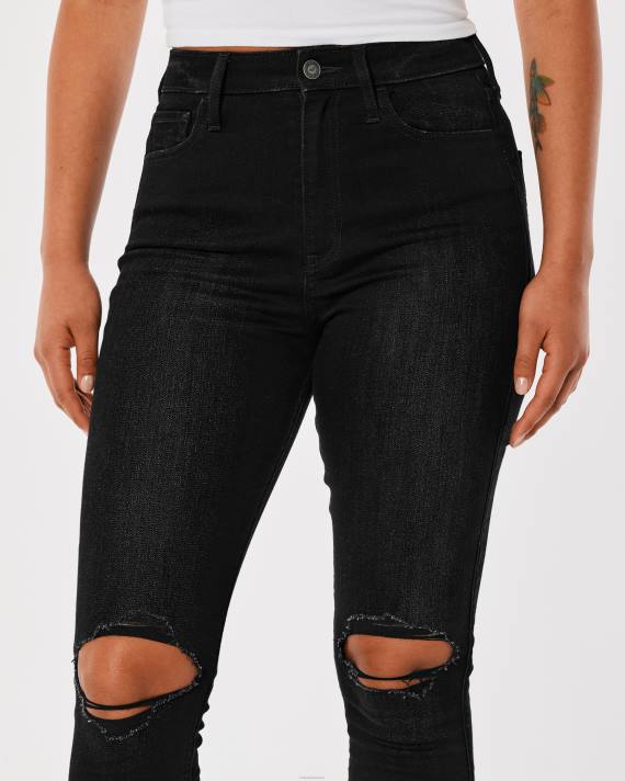 Hollister Kvinder sorte super skinny jeans i ultra høj rise 2H8Z694 bunde sort revet