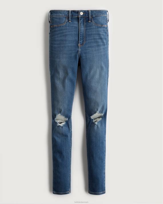 Hollister Kvinder ultra høj-talje ripped medium vask jean leggings 2H8Z685 bunde medium ødelægge