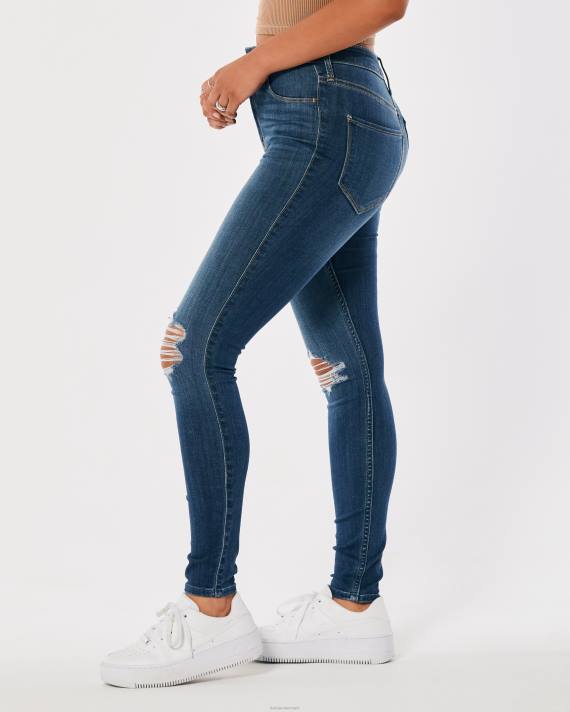 Hollister Kvinder ultra høj-talje ripped medium vask jean leggings 2H8Z685 bunde medium ødelægge