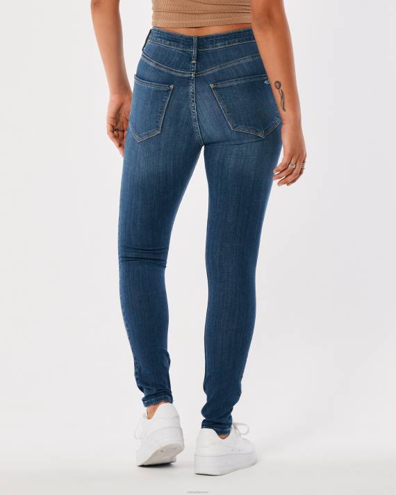 Hollister Kvinder ultra høj-talje ripped medium vask jean leggings 2H8Z685 bunde medium ødelægge