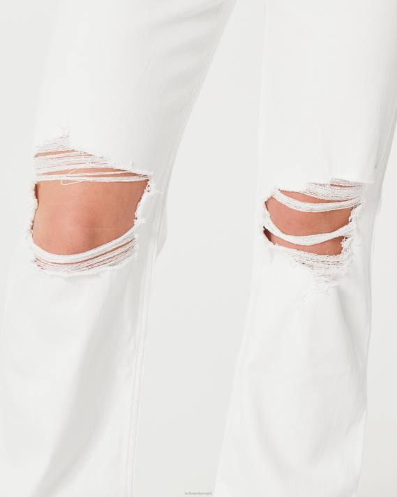 Hollister Kvinder ultra høje ripped hvide far jeans 2H8Z601 bunde revet hvidt
