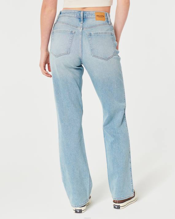Hollister Kvinder ultra højhuse ripped light wash dad jeans 2H8Z510 bunde let rippet vask