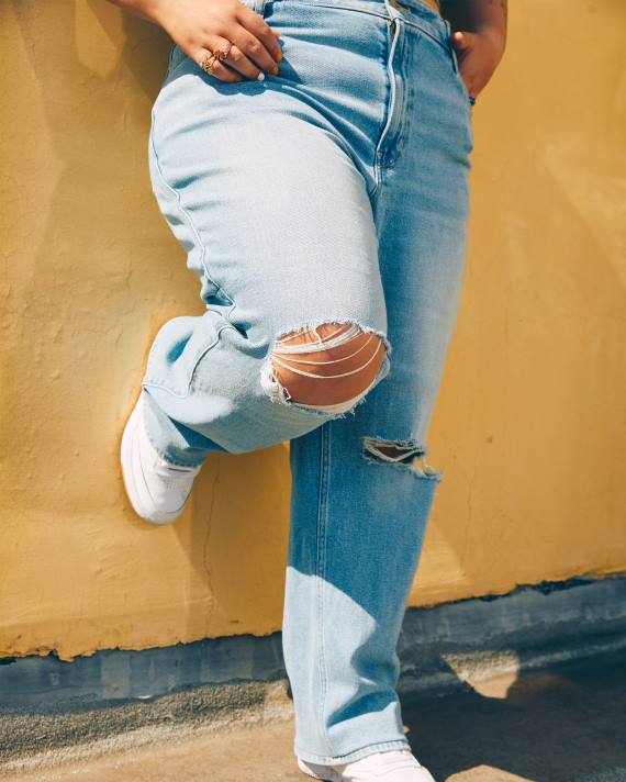 Hollister Kvinder ultra højhuse ripped light wash dad jeans 2H8Z510 bunde let rippet vask