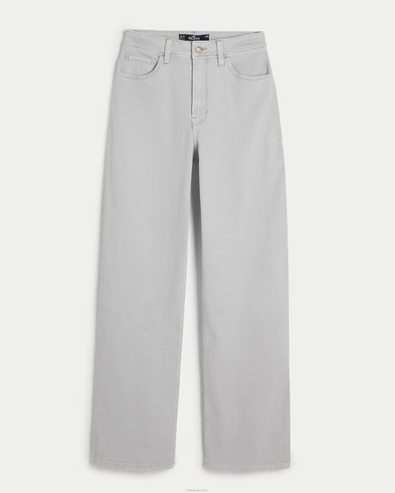 Hollister Kvinder ultra højtaljede grå far-jeans 2H8Z726 bunde lysegrå