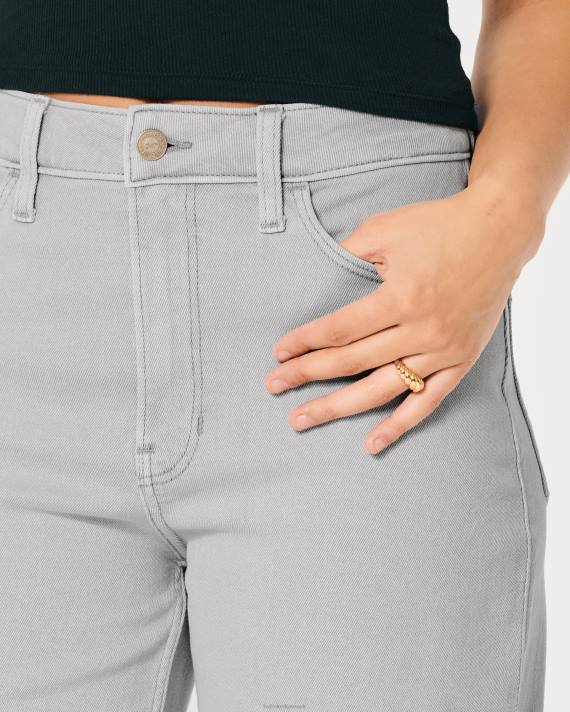 Hollister Kvinder ultra højtaljede grå far-jeans 2H8Z726 bunde lysegrå
