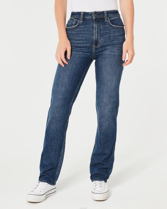 Hollister Kvinder ultra high-rise dark wash 90\'er straight jeans 2H8Z535 bunde mørk vask