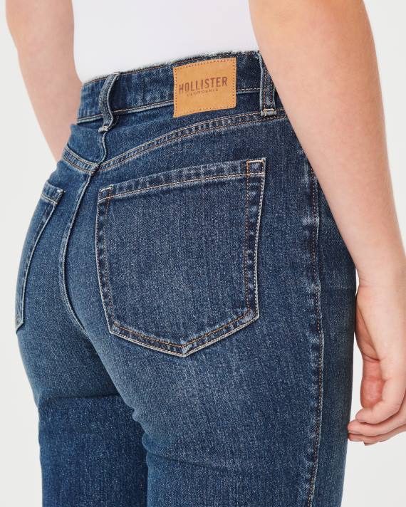 Hollister Kvinder ultra high-rise dark wash 90\'er straight jeans 2H8Z535 bunde mørk vask