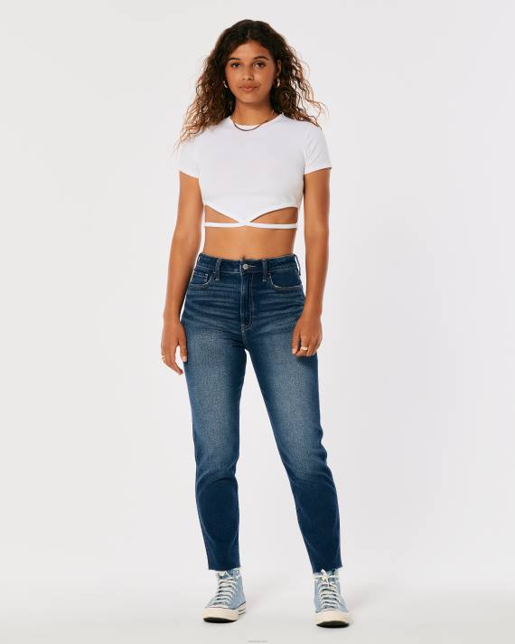Hollister Kvinder ultra high-rise mørke medium vask mom jeans 2H8Z716 bunde mørk medium vask