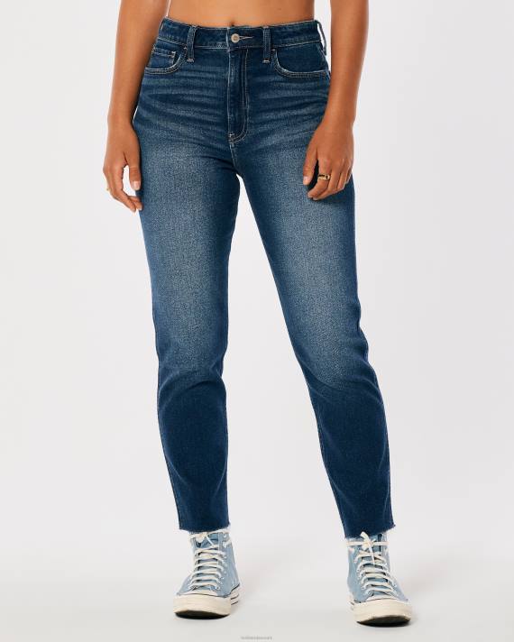 Hollister Kvinder ultra high-rise mørke medium vask mom jeans 2H8Z716 bunde mørk medium vask