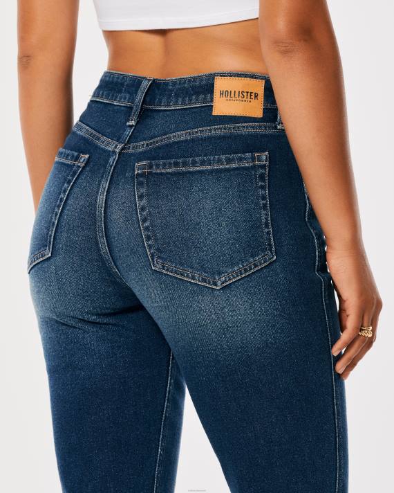 Hollister Kvinder ultra high-rise mørke medium vask mom jeans 2H8Z716 bunde mørk medium vask
