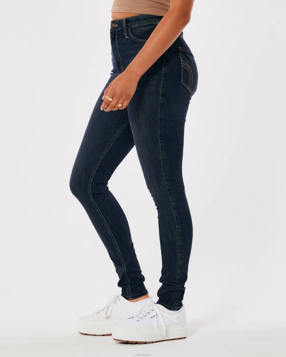 Hollister Kvinder ultra high-rise mørkevaskede super skinny jeans 2H8Z729 bunde mørk vask