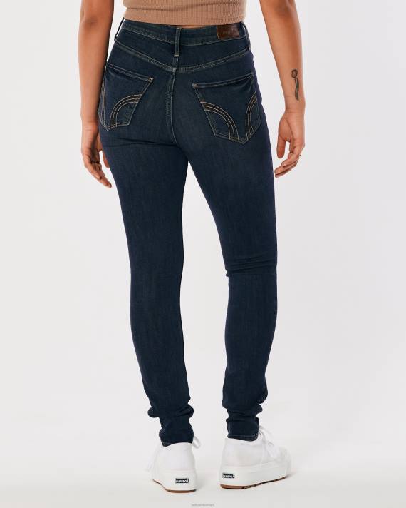 Hollister Kvinder ultra high-rise mørkevaskede super skinny jeans 2H8Z729 bunde mørk vask