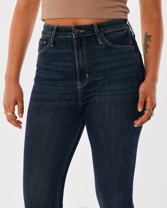 Hollister Kvinder ultra high-rise mørkevaskede super skinny jeans 2H8Z729 bunde mørk vask