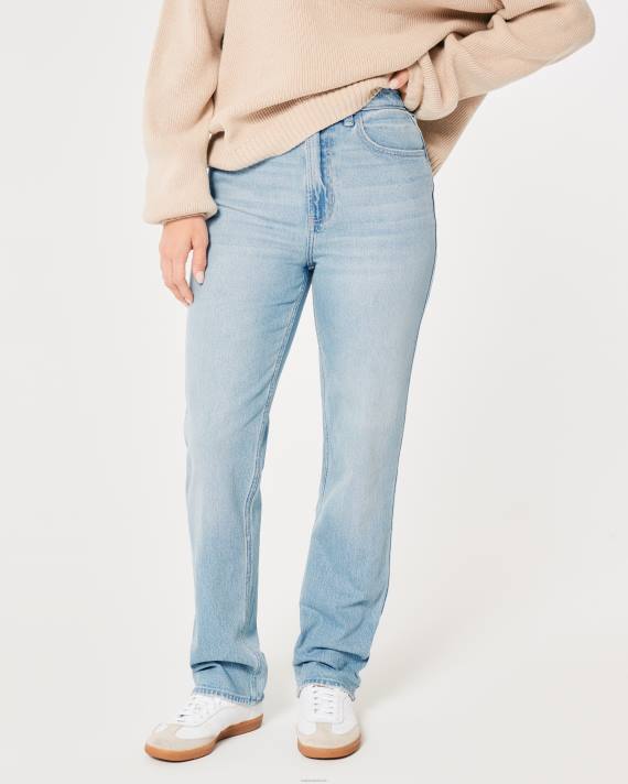 Hollister Kvinder ultra high-rise medium let vask 90\'er straight jeans 2H8Z556 bunde let vask