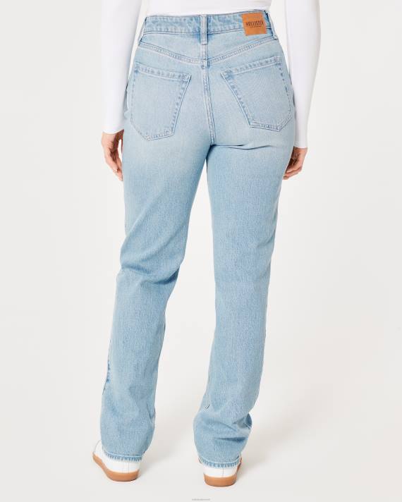 Hollister Kvinder ultra high-rise medium let vask 90\'er straight jeans 2H8Z556 bunde let vask