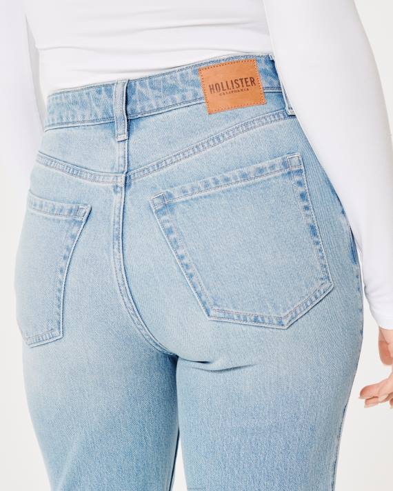 Hollister Kvinder ultra high-rise medium let vask 90\'er straight jeans 2H8Z556 bunde let vask