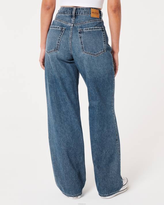 Hollister Kvinder ultra high-rise medium mørke vask baggy jeans 2H8Z469 bunde mørk vask