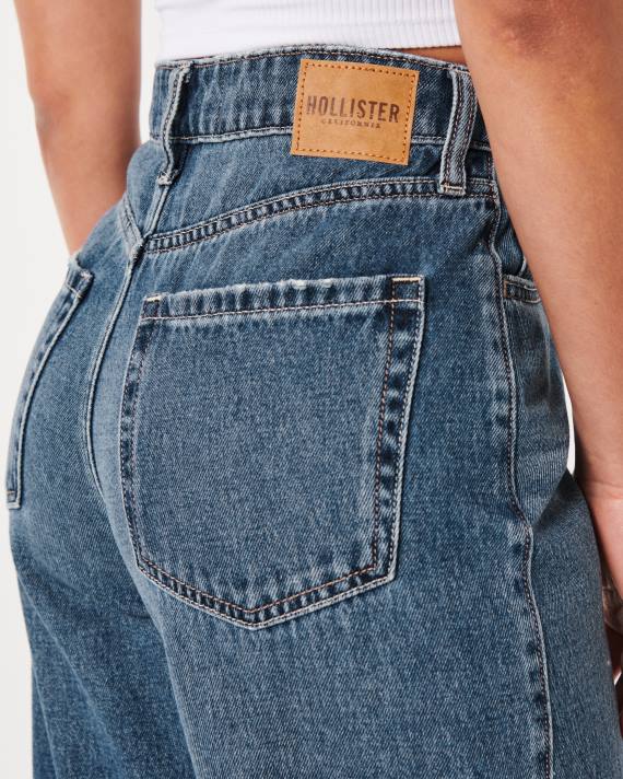 Hollister Kvinder ultra high-rise medium mørke vask baggy jeans 2H8Z469 bunde mørk vask
