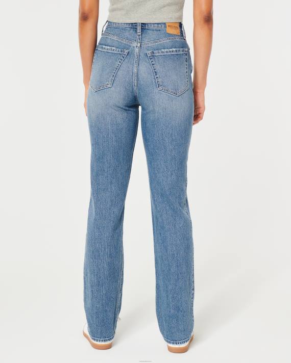 Hollister Kvinder ultra high-rise medium vask 90\'er straight jeans 2H8Z485 bunde medium vask