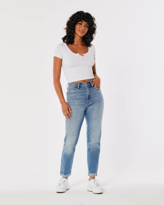 Hollister Kvinder ultra high-rise medium vask mom jeans 2H8Z529 bunde medium