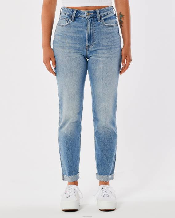 Hollister Kvinder ultra high-rise medium vask mom jeans 2H8Z529 bunde medium