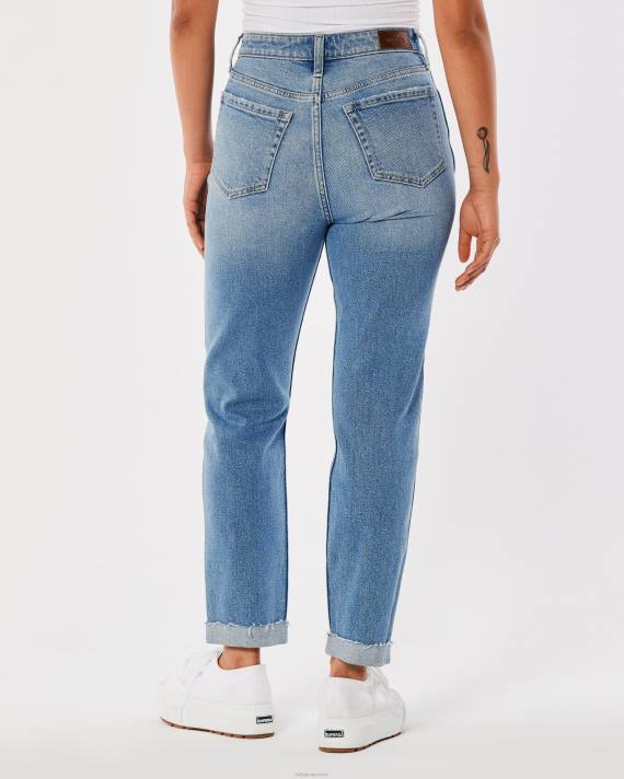 Hollister Kvinder ultra high-rise medium vask mom jeans 2H8Z529 bunde medium