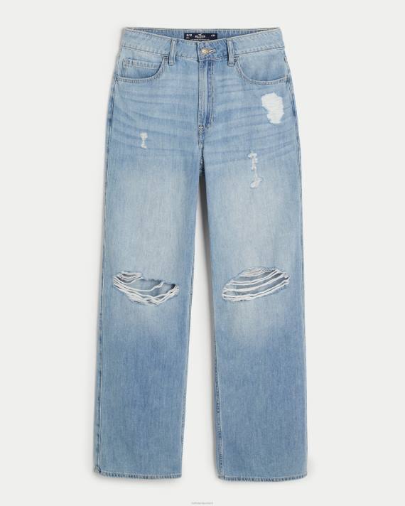 Hollister Kvinder ultra high-rise ripped medium vask baggy jeans 2H8Z488 bunde let rippet vask