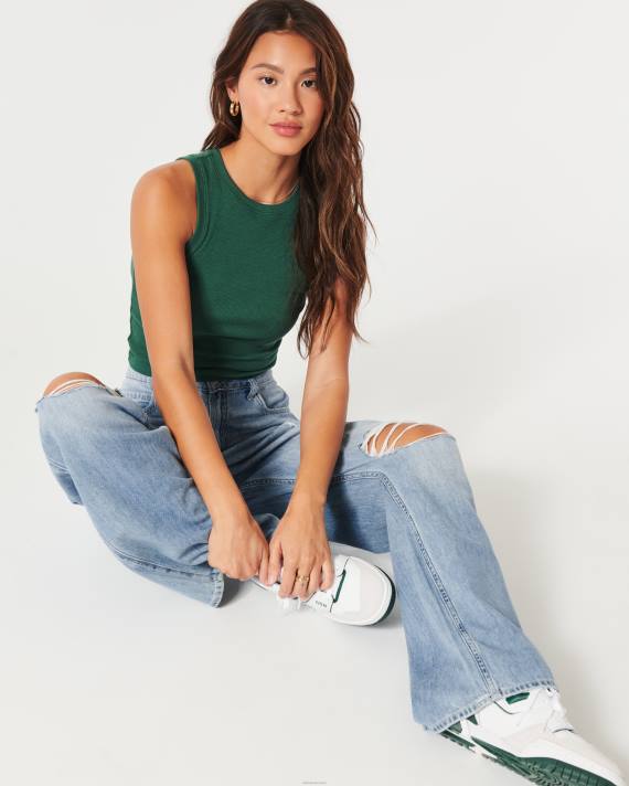 Hollister Kvinder ultra high-rise ripped medium vask baggy jeans 2H8Z488 bunde let rippet vask