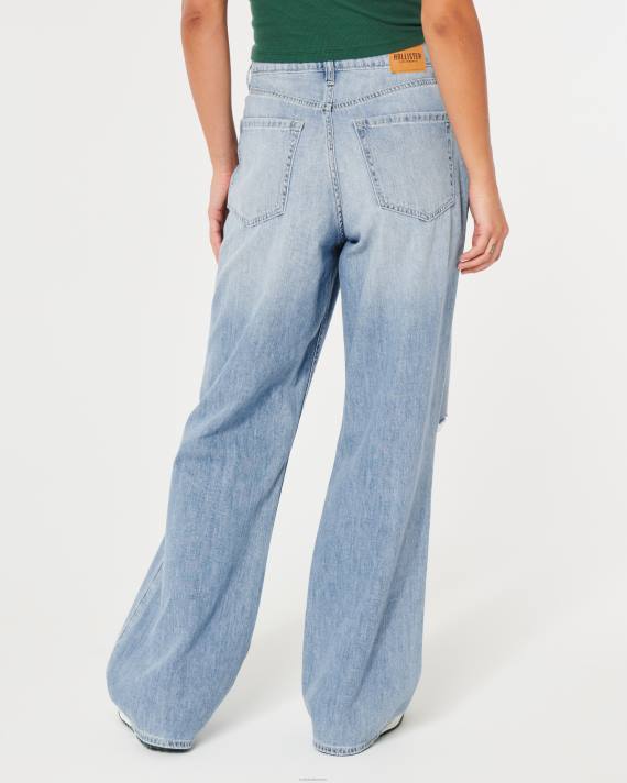 Hollister Kvinder ultra high-rise ripped medium vask baggy jeans 2H8Z488 bunde let rippet vask