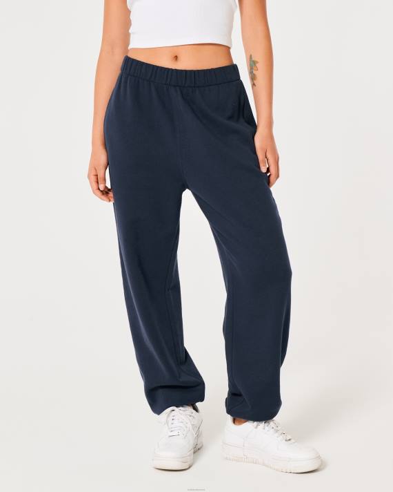 Hollister Kvinder feel good justerbar stigning fleece far joggere 2H8Z507 bunde Marine blå