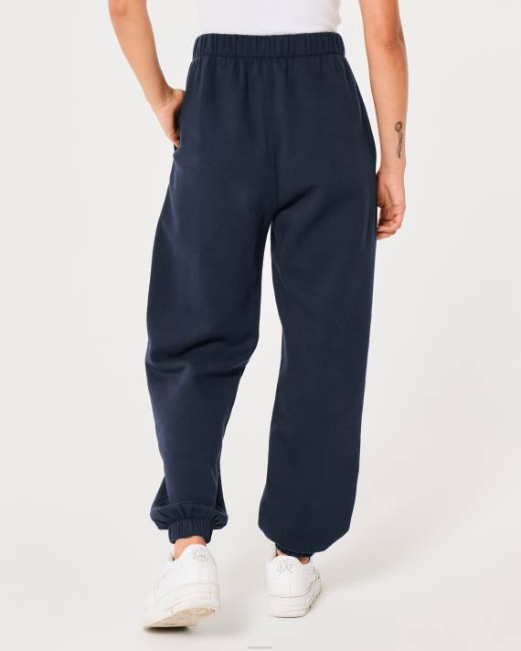 Hollister Kvinder feel good justerbar stigning fleece far joggere 2H8Z507 bunde Marine blå