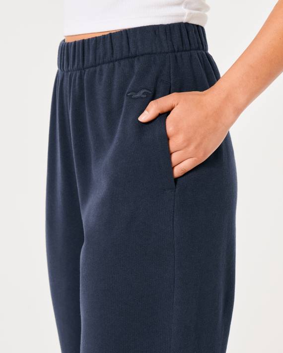 Hollister Kvinder feel good justerbar stigning fleece far joggere 2H8Z507 bunde Marine blå