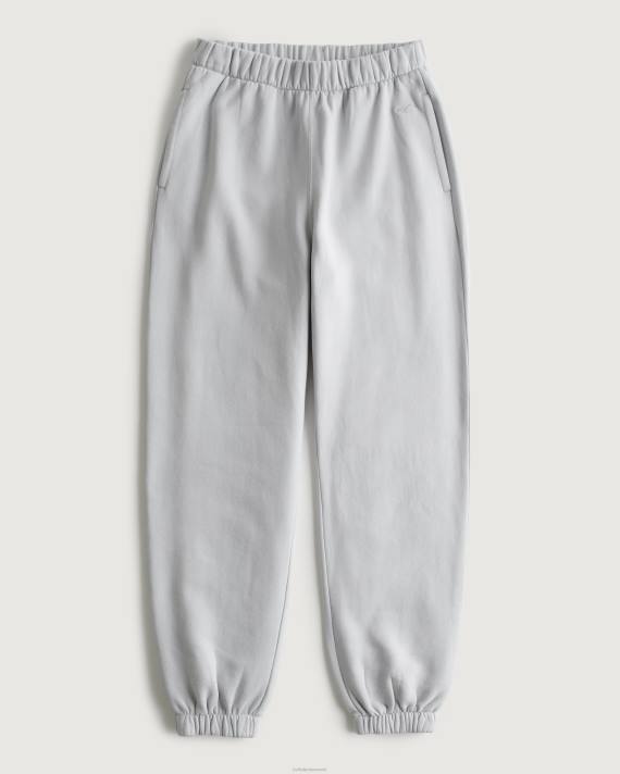 Hollister Kvinder feel good justerbar stigning fleece far joggere 2H8Z596 bunde lysegrå