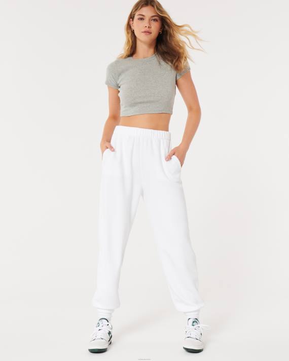 Hollister Kvinder feel good justerbar stigning fleece far joggere 2H8Z661 bunde hvid