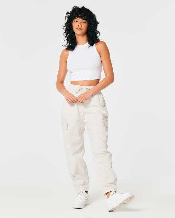 Hollister Kvinder ultra højhus baggy twill cargo joggere 2H8Z550 bunde fløde