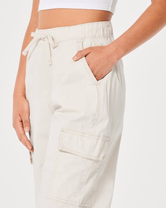 Hollister Kvinder ultra højhus baggy twill cargo joggere 2H8Z550 bunde fløde