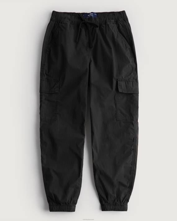 Hollister Kvinder ultra højhus baggy twill cargo joggere 2H8Z560 bunde sort